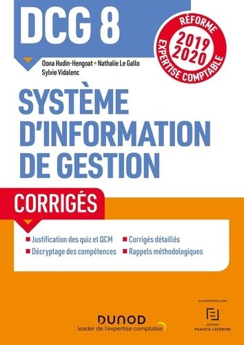 Système D'information De Gestion Dcg 8 - Corrigés - Edition 2019-2020