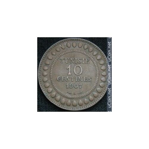 Tunisie Sous Protectorat Français = Monnaie De 10 Centimes, Année 1907, Lettre A, En Bronze