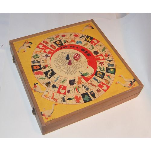 Jeu De L'oie Et De Petits Chevaux En Bois Rare 40
