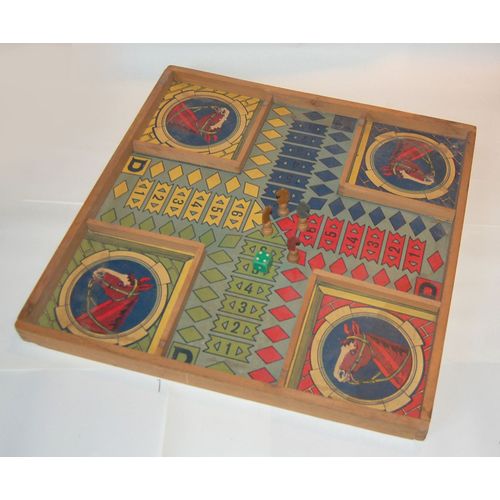 Jeu De Petits Chevaux En Bois Rare 50