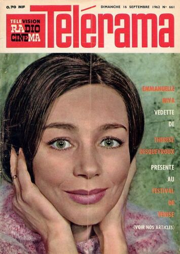 Telerama Du 16 Septembre 1962  N° 661 : Emmanuelle Riva (Couverture + 2p) Pierre Henri Simon