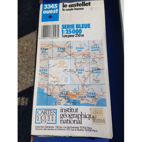 Carte Ign 3345 Ouest - Le Castellet/La Sainte Baume (Série Bleue)
