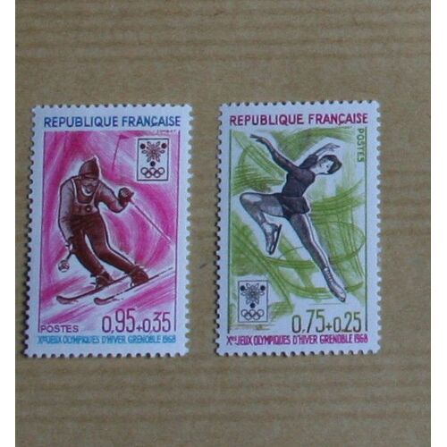 2 Timbres, Jeux Olympiques De Grenoble, 1968