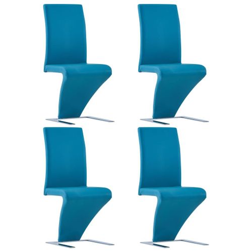 Chaises À D?Ner Avec Forme De Zigzag 4 Pcs Bleu Similicuir
