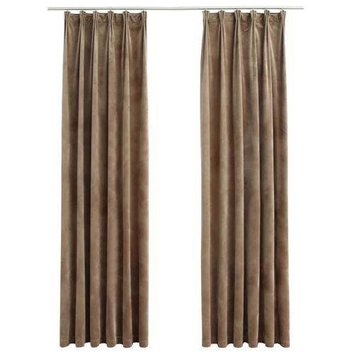 Vidaxl Rideaux Occultants Avec Crochets 2 Pcs Velours Beige 140x245 Cm