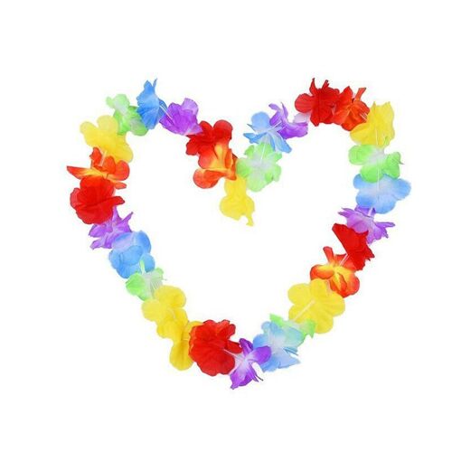 Couronne de fleurs artificielles pour fête hawaïenne, collier en guirlande de Leis, décor de robe de plage amusant, décor de fête de ferme florale hawaïenne