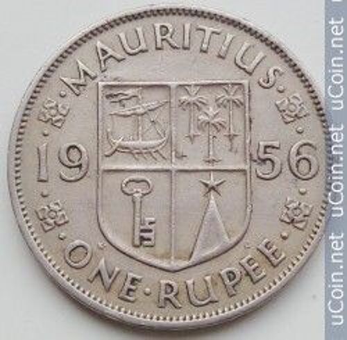 Mauritius = Pièce De One Rupee De 1956, Queen Elizabeth 2 The Second