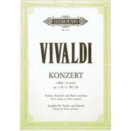 Vivaldi : Concerto Op 3 N° 6 Rv 356 (Édition Peters) - Violon