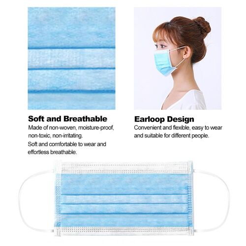 Masque Chirurgical 3 Plis 400 Pcs Masque Jetable