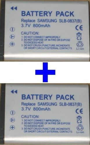 Pack de 2 batteries compatible SAMSUNG SLB-0837B 0837B 0837(B) **800mAh**