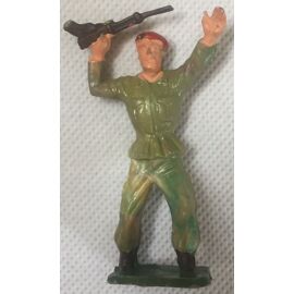 Figurine Parachutiste Mitraillette En L'air, Militaria, Soldat, Guerre, Starlux