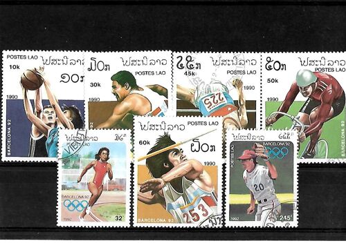 Laos-Jeux Olympiques DÉté-Lot De 7 Timbres Oblitérés-Très Bon Etat