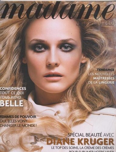 Madame Figaro / 05-11-2005  N° 19053 : Diane Kruger (11p) - Maria De Medeiros (1/2p) - Christian Lacroix (3p) - Mireille Darc (1p) - Jane Fonda (4p)