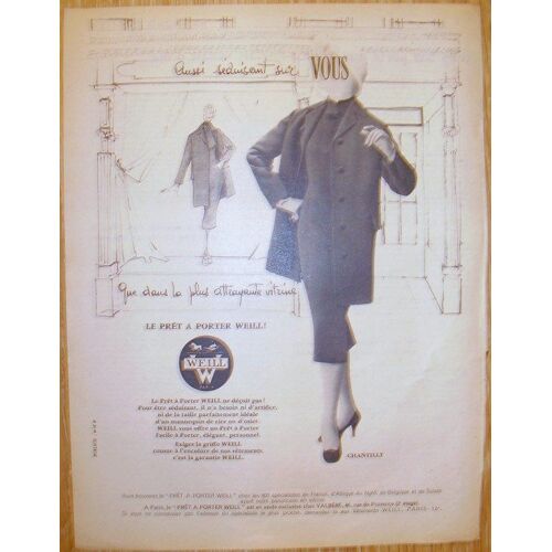 Publicite Ancienne Pret A Porter Weill D'octobre 1956