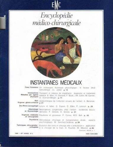 Encyclopedie Medico Chirurgicale  N° 2 : 60 ° Annee N 2 - Diuretique Physiologique - Paludisme Et Grossesse