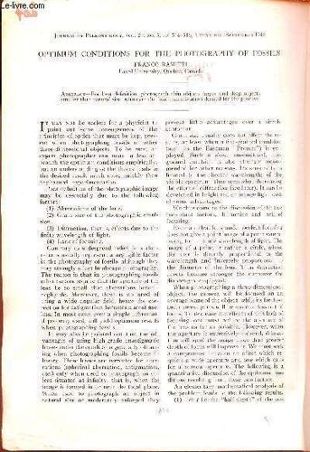 Optimum Conditions For The Photography Of Fossils - Extrait Journal Of Paleontology Vol.20 N°5 September 1946.