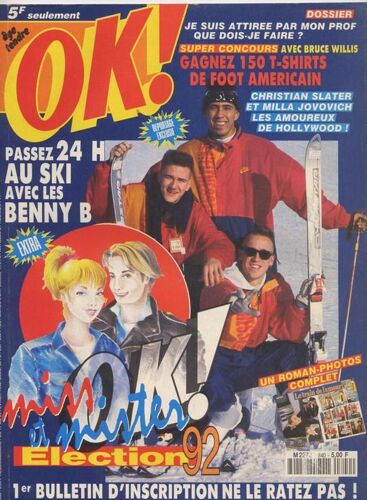 Ok / 17-02-1992  N° 840 : Christian Slater (1p) - Bruce Willis (1p) - New Kids On The Block (1p) - Roch Voisine (1/2p) - Milla Jovovich (1p) - David Hasselhoff (1/2p) - Madonna (1/4p)