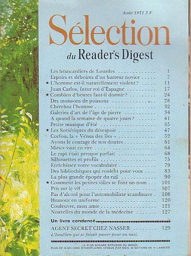 Selection Du Reader's Digest N° 294 : Aout 1971