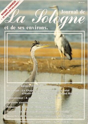 Journal De La Sologne Et De Ses Environs - N° 93 : Roger Correze "Le Sanglier Solognot" - Agapes D'herons - La Chapelle D'angillon Le Pays Natal D'alain Fournier Auteur ...