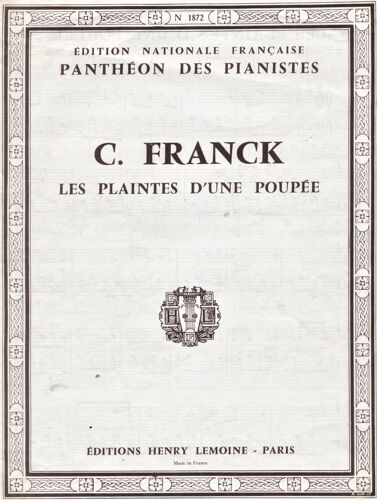 Les Plaintes D'une Poupee - Panthéon Des Pianistes N°1872