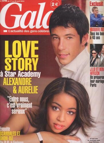 Gala / 17-04-2003  N° 514 : Star Academy 2 / Alexandre Et Aurélie (5p) - Johnny Hallyday (2p) - Salma Hayek (3p) - Winona Ryder (1p) - Marc Levy (1p) - Kiefer Sutherland (1p)