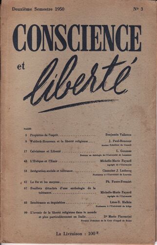 Conscience Et Liberte N 3 2eme Semestre 1950
