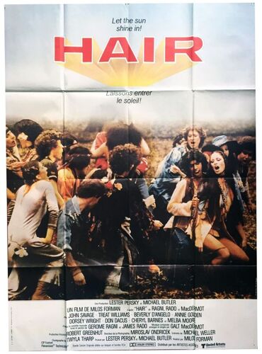 Hair - Véritable Affiche De Cinéma Pliée - Format 120x160 Cm - De Milos Forman Avec Janet York, Herman Meckler, Antonia Ray - 1979