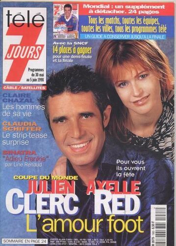 Télé 7 Jours / 25-05-1998  N° 1983 : Axelle Red / Julien Clerc (2p) - Claudia Schiffer (1p) - Gloria Estefan (1,5p) Marion Cotillard (3/4p) Victoria Beckham (1,5p) Jean Reno (1,5p) Claire Chazal (3p)