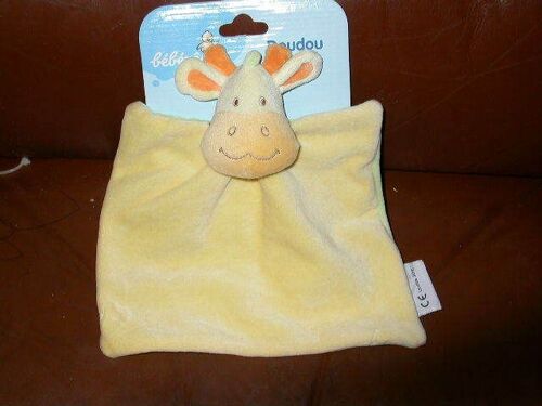 Doudou Plat - Zoé Girafe - " Bébérêve " - By Amtoys - Vert Et Jaune