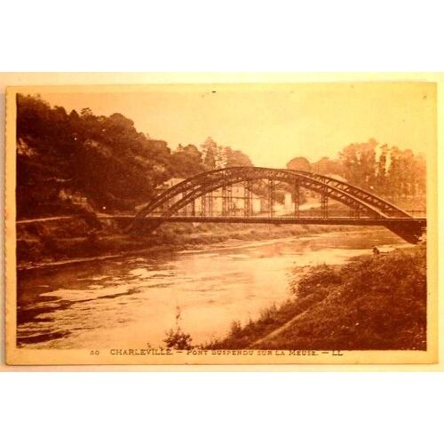 Carte Postale Ancienne Ardennes Charleville Pont Suspendu Sur La Meuse