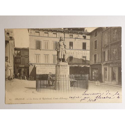 Carte Postale Ancienne Ref 59, Vaucluse 84, Orange, Place, Statue De Rimbaud, Commerces