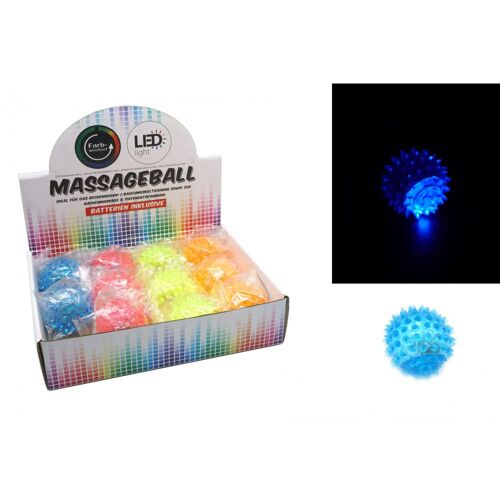 Boule De Massage Led 5,5 Cm Avec Picots Pied Cuir Chevelu Anti Stress Bleu