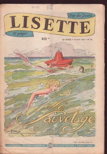 Lisette ( 30è Année - 13 Août 1950 )  N° 33 : "Le Sauvetage "