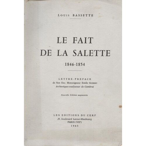 Le Fait De La Salette.1846-1854.