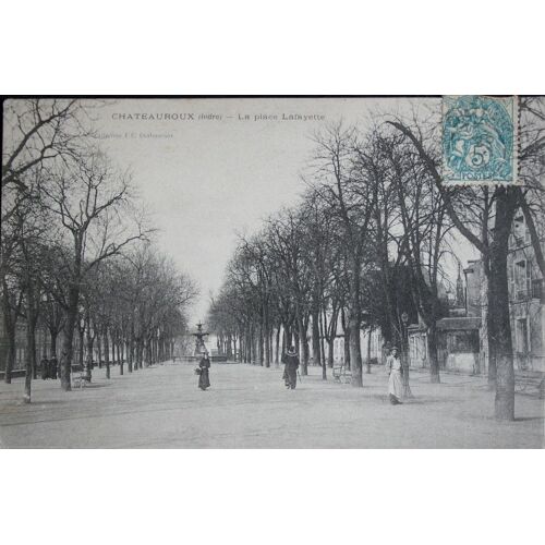 Carte Postale Affranchie : Chateauroux, Place Lafayette