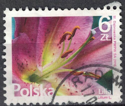 Pologne 2016 Oblitéré Rond Used Série Fleurs Et Fruits Lilium Lylas Su