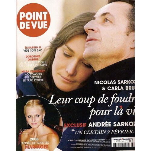 Point De Vue  N° 0003103 : Nicolas Sarkozy, Carla Bruni, Dorothée Gilbert, Keira Knightley, Elisabeth Ii, Charlène, Le Prince Albert, Ettore Sottsass, Jacques Grange, Barack Obama, Daniel Buren