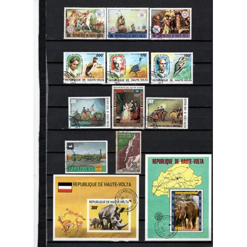 11 Timbres P.A. + 2 Blocs Feuillet Haute Volta Oblitere