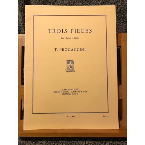 T. Procaccini Trois Pièces Pour Basson Et Piano Partition Éditions Leduc