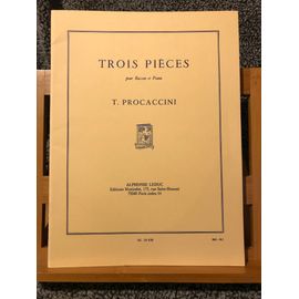T. Procaccini Trois Pièces Pour Basson Et Piano Partition Éditions Leduc