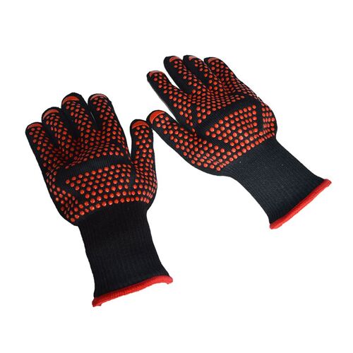 MVI 300-500 Centigrade gants Bbq resistant à la chaleur extrême-doublure coton-pour la cuisson cuisson griller four mitaines rouge