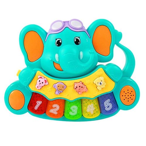 Mvi Bebe Jouet Musical Piano Elephant Jouet Eclairer Jouet Clavier A 5 Touches Numerotees Joue Des Chansons Et De La Musique