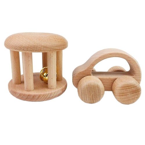 Mvi 2 Pieces Jouets De Dentition En Bois Pour Bebe
