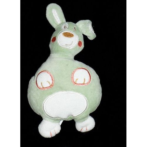 Auchan Chien Lapin Vert Blanc Orange Doudou Peluche