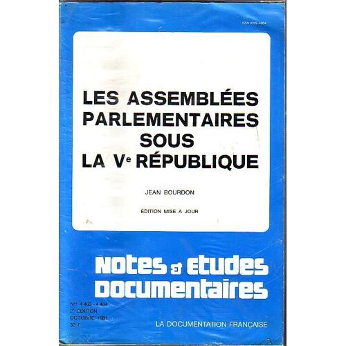 Les Assemblees Parlementaires Sous La Ve Republique