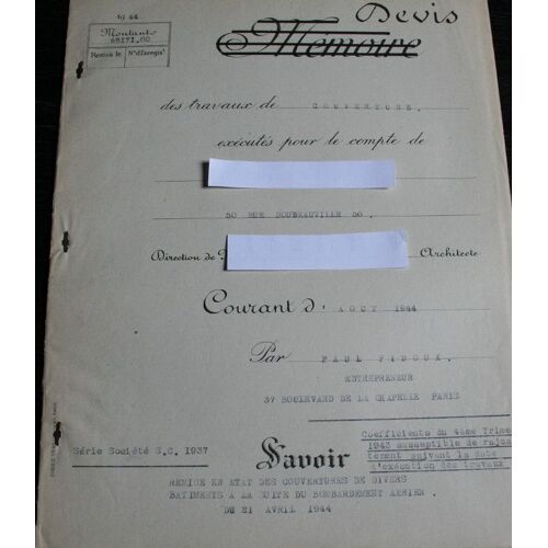 Devis Des Travaux De Couverture  N° 1944