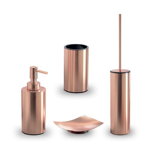 SET 4 PIÈCES D'ACCESSOIRES DE SALLE DE BAINS À POSER COULEUR CUIVRE | COPPER