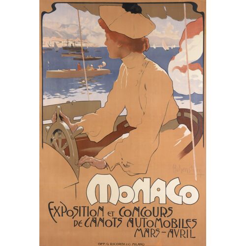 Affiche Exposition Et Concours De Canots Automobiles Monaco