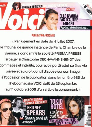 Voici  N° 1046 : Les Pros Du Yo Yo Leur Poids C'est N'importe Quoi, Nagui, Céline Dion, Britney Spears, Tokio Hotel...