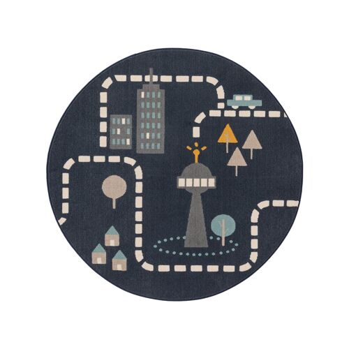 Benuta Kids Tapis Enfant Juno Bleu Diamètre 120 Cm Rond
